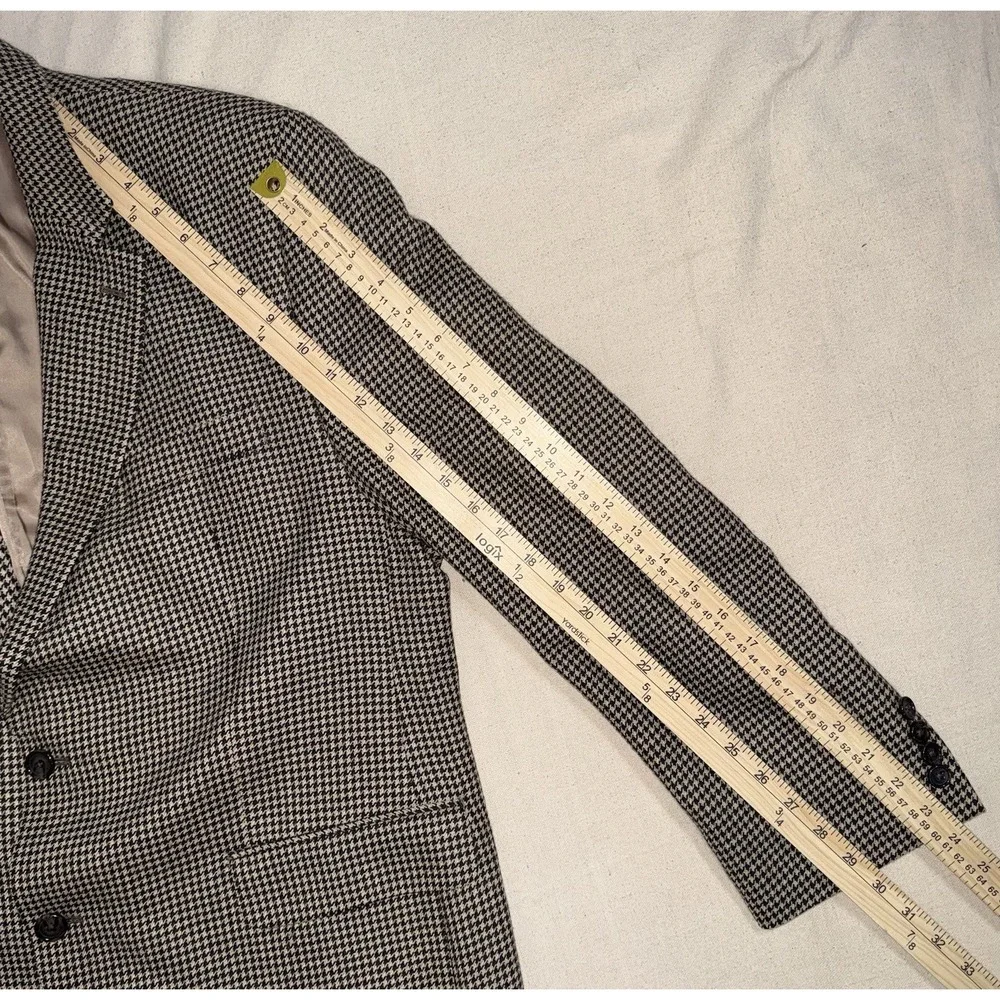 Vtg Ralph Lauren Blazer Men's 44R Brown Houndstooth Wool Coat Suit Jacket